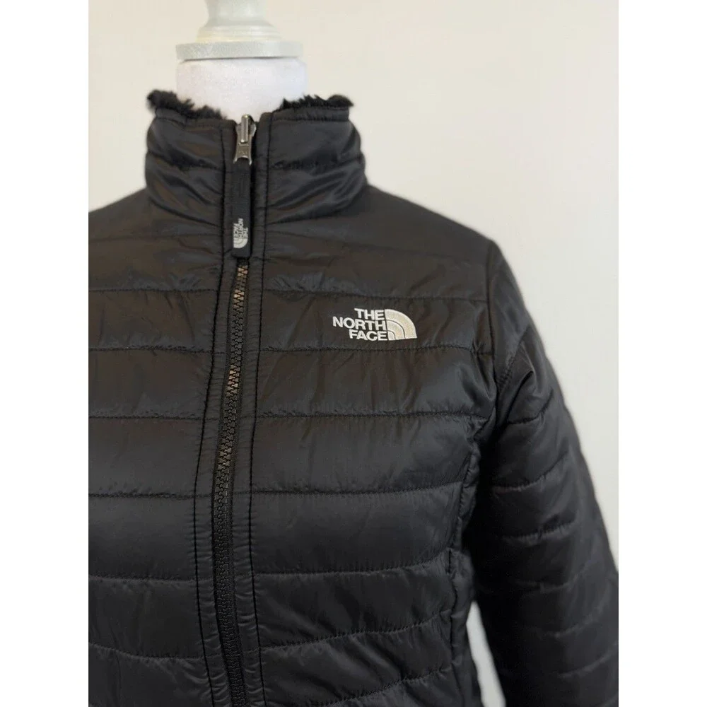 The North Face Girls L 14/16 Reversible Puffer Fleece Jacket Black